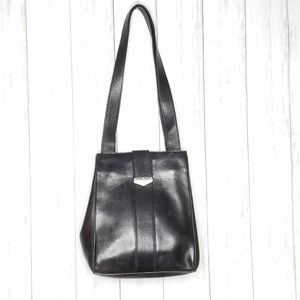 Vintage Mark Cross Black Leather Bucket Bag